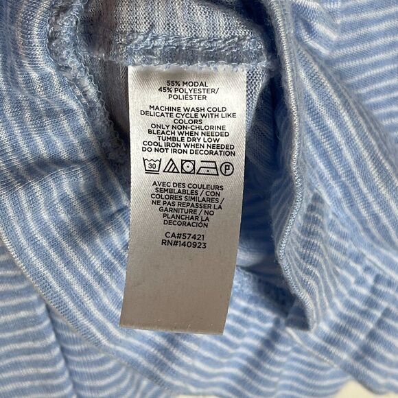 Loft | Blue and White Stripe Ruffle Top | Medium - Picture 7 of 7